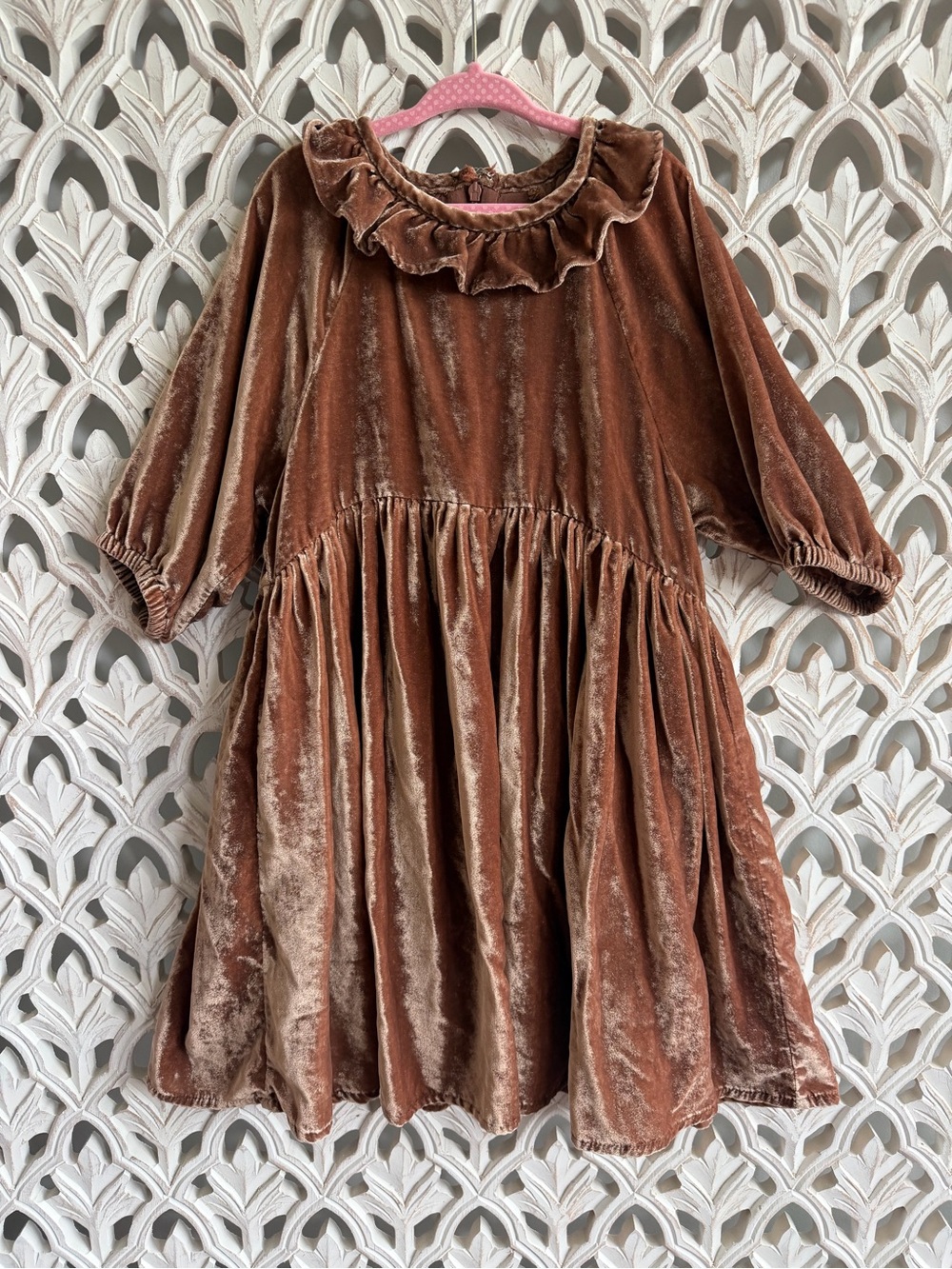 Noralee Girls Brown Velvet Ruffle Dress Size 8